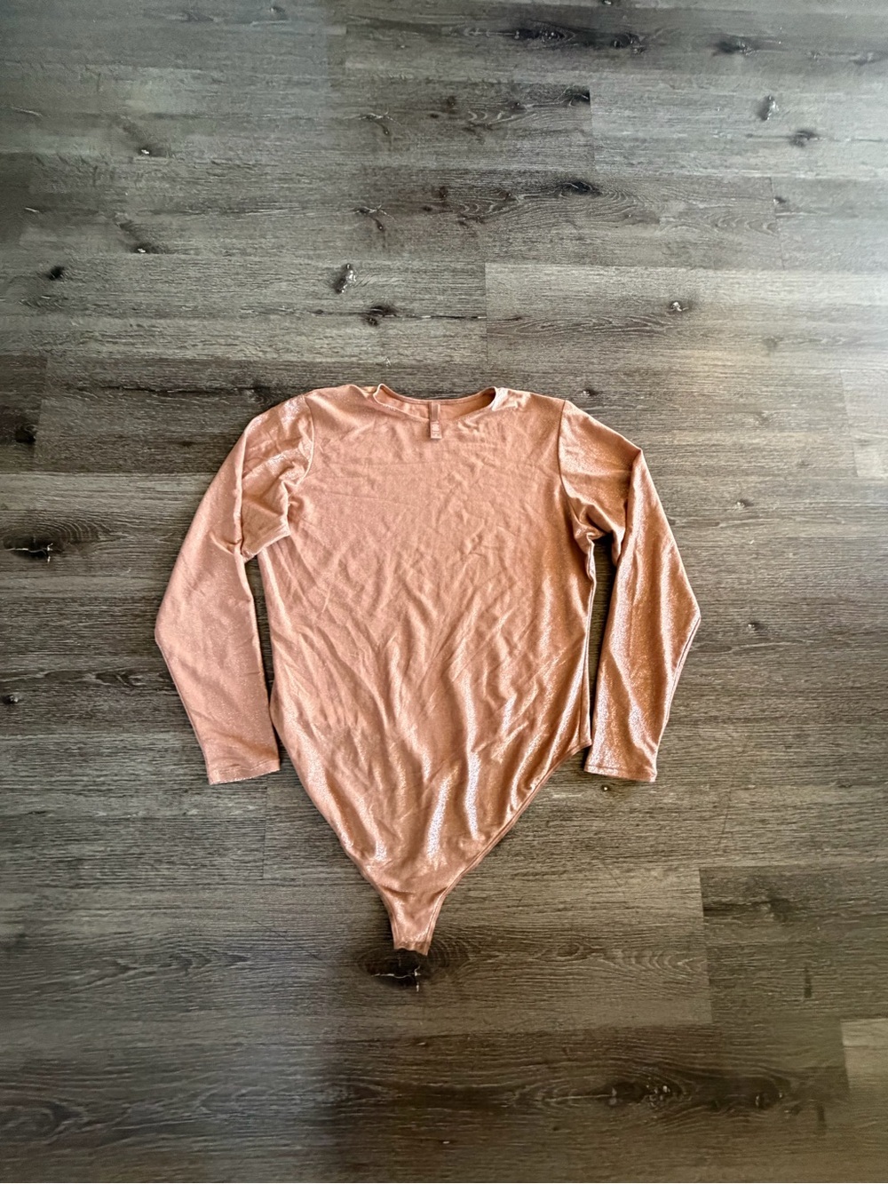 SKIMS Peach Long Sleeve Scoop Neck Bodysuit Sweater